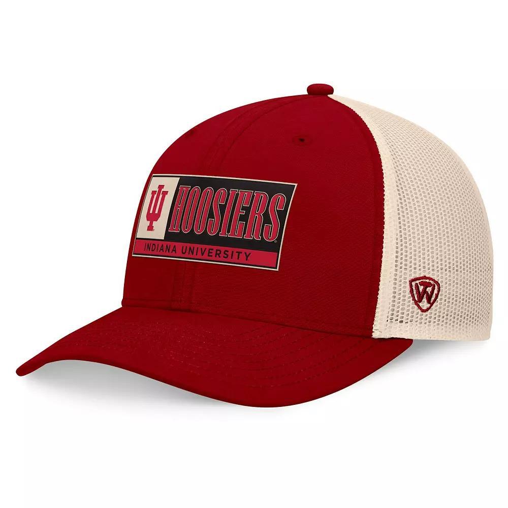 Men's Top of the World Crimson/Natural Indiana Hoosiers Bennett Trucker��Adjustable Hat, Red Product Image