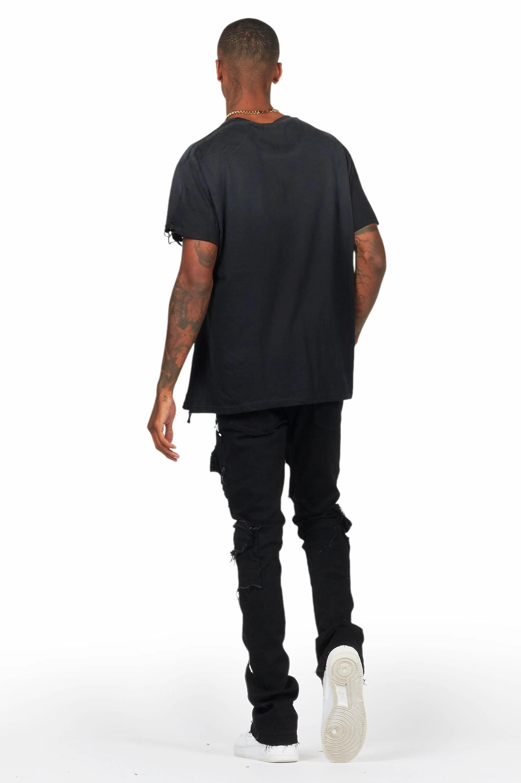 Tarl Black T-Shirt/Stacked Flare Jean Bundle Male Product Image