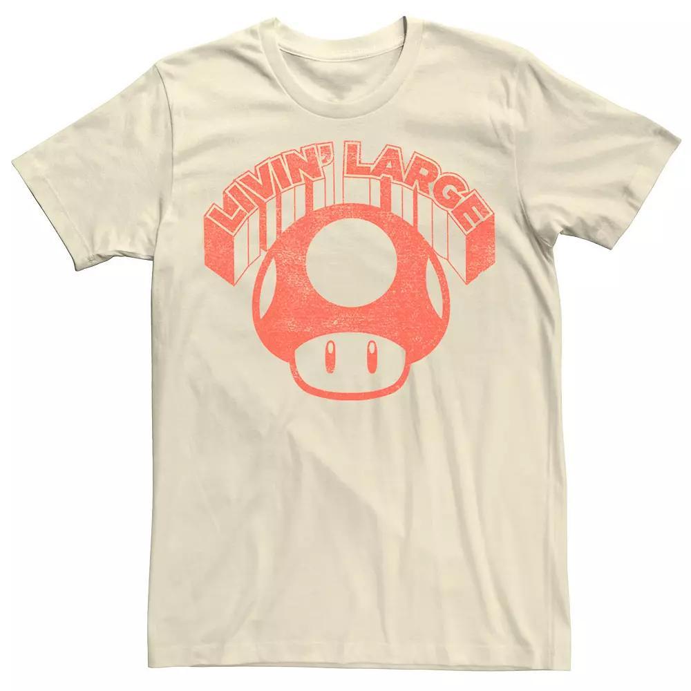 Men's Super Mario Mushroom Livin Large Tee, Size: XL, Natural Product Image