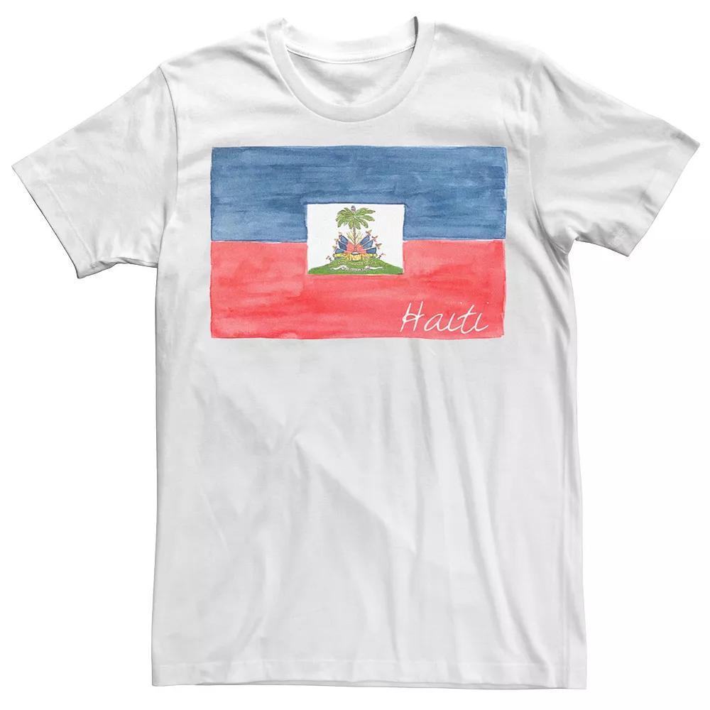 Men's HHM Haiti Flag Watercolor Tee, Size: XL, White Product Image
