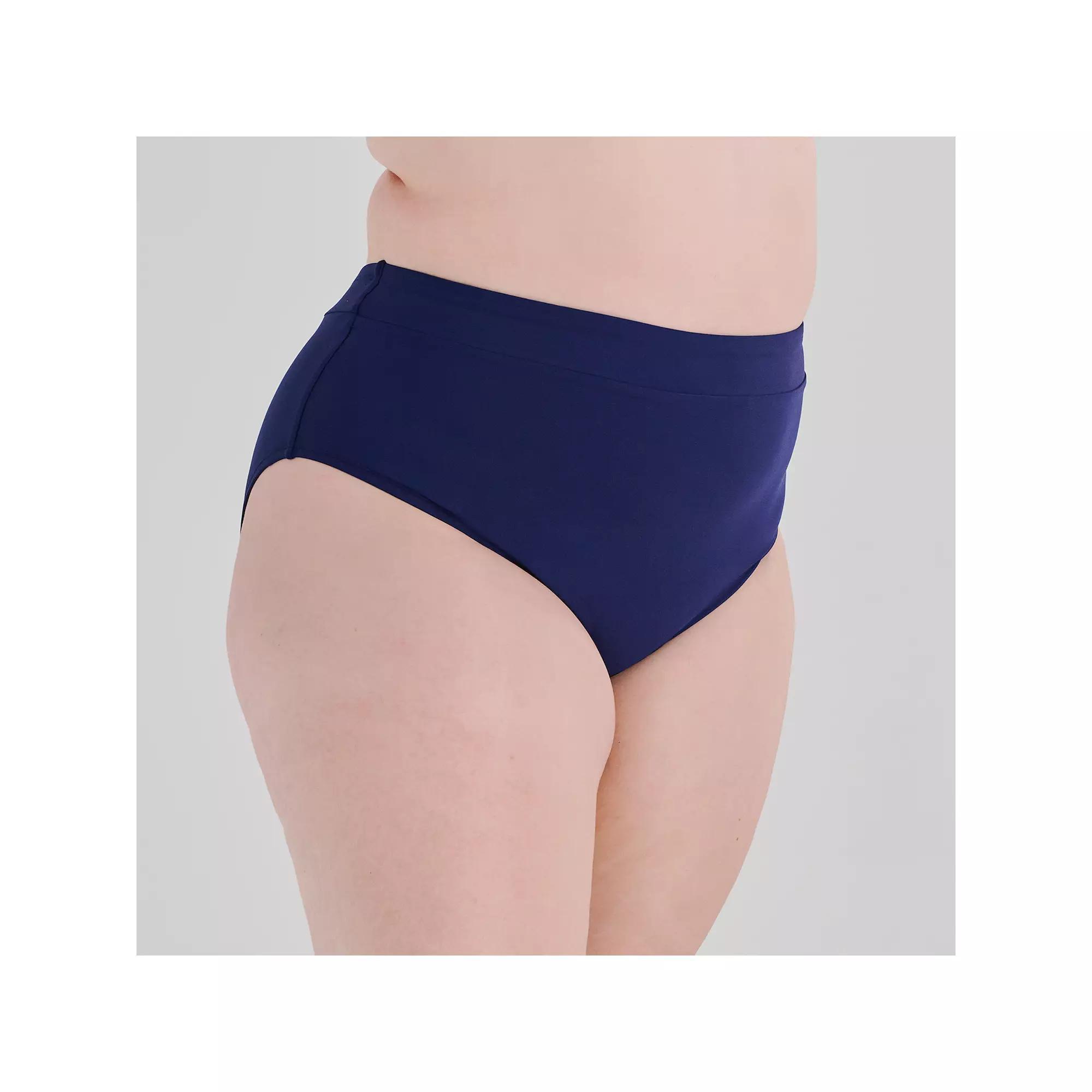 Plus Size Freshwater High Leg High Waist Swim Bottoms, Women's, Size: 2XL, Black Product Image