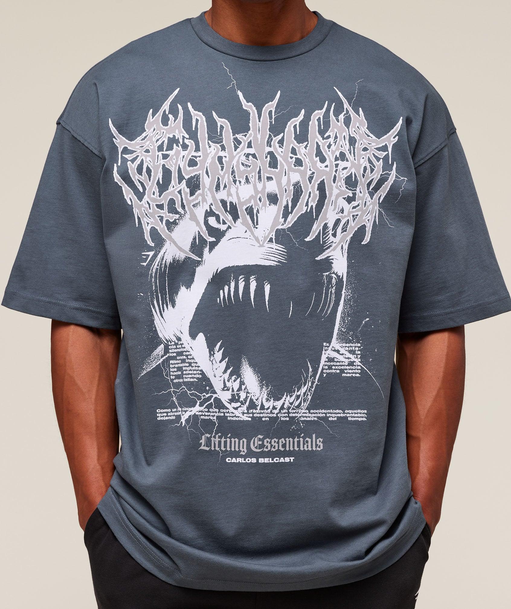 Gymshark Carlos Belcast x Rest Day Essential T-Shirt - Titanium Blue Male Product Image