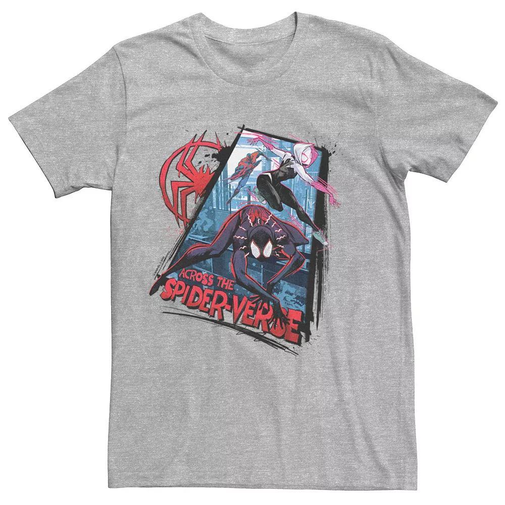 Men's Marvel Spiderman Across The Spider Verse Action Poster Graphic Tee, Size: XS, Athletic Grey Product Image