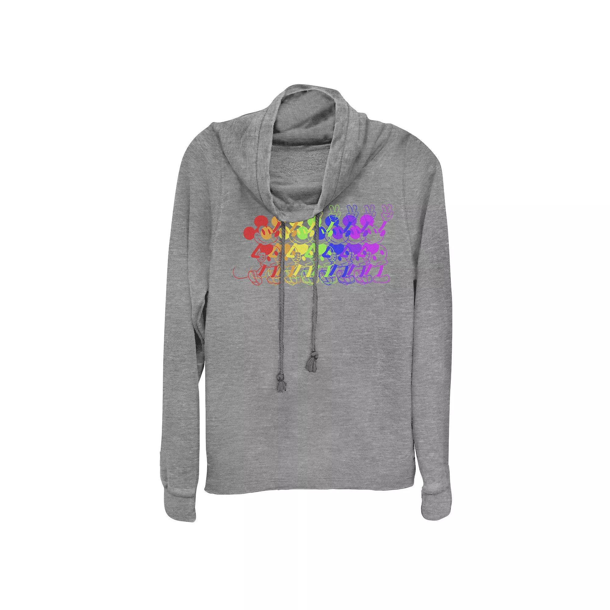 Juniors' Disney Mickey Mouse Cowlneck Graphic Lightweight Long Sleeve, Girl's, Size: XL, Gray Grey Product Image