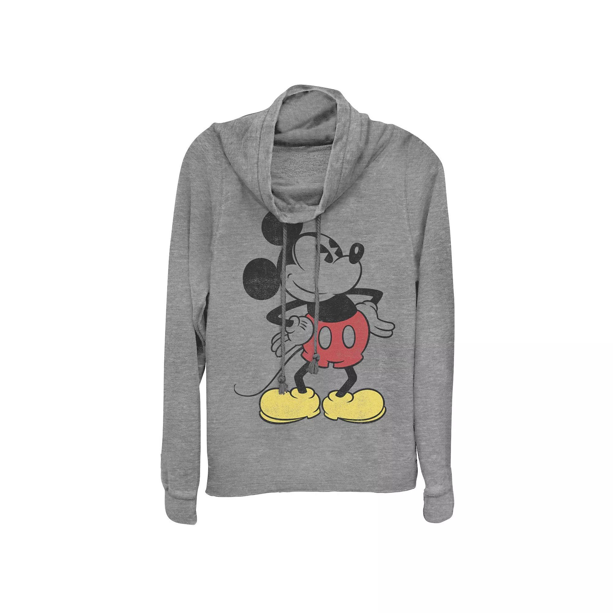 Disney's Mickey Mouse Juniors' Pose Cowlneck Graphic Lightweight Long Sleeve, Girl's, Size: XXL, Gray Grey Product Image