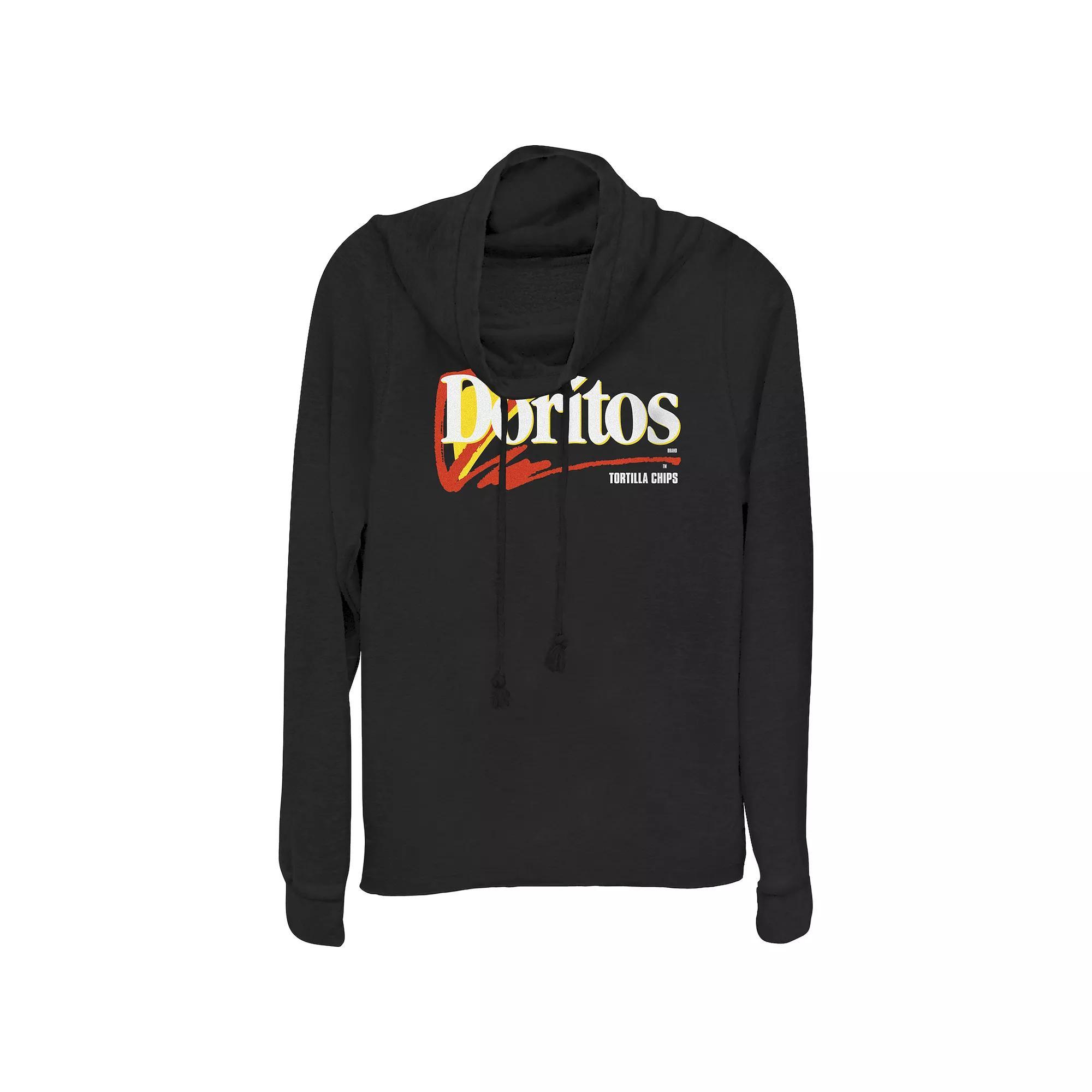 Juniors' Doritos Tortilla Chips Logo Cowlneck Graphic Lightweight Long Sleeve, Girl's, Size: Large, Black Product Image