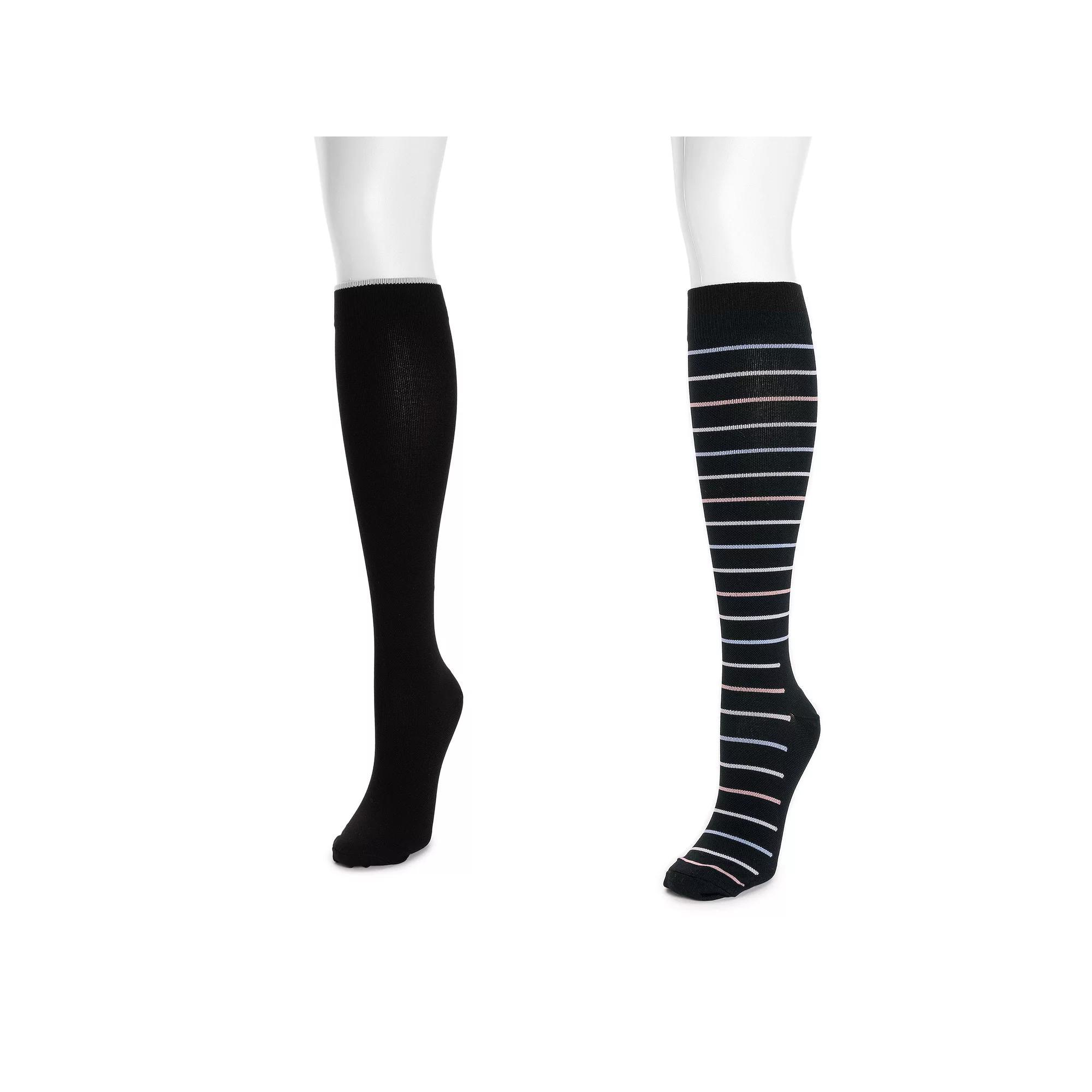 Womens MUK LUKS Nylon Compression Socks 2-Pack, Red Product Image