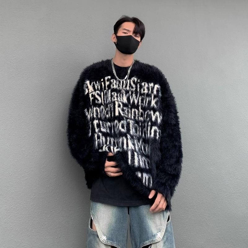 Crew Neck Lettering Sweater Product Image