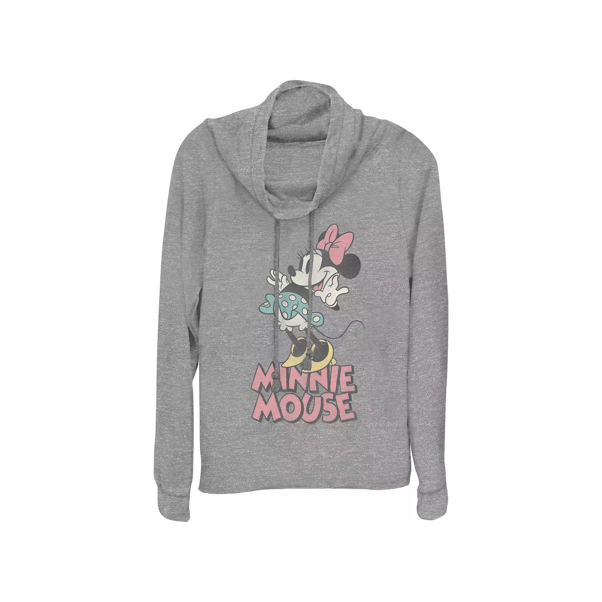 Disney's Minnie Mouse Classic Pose Plus Size Cowlneck Graphic Lightweight Long Sleeve, Women's, Size: 1XL, Gray Grey Product Image