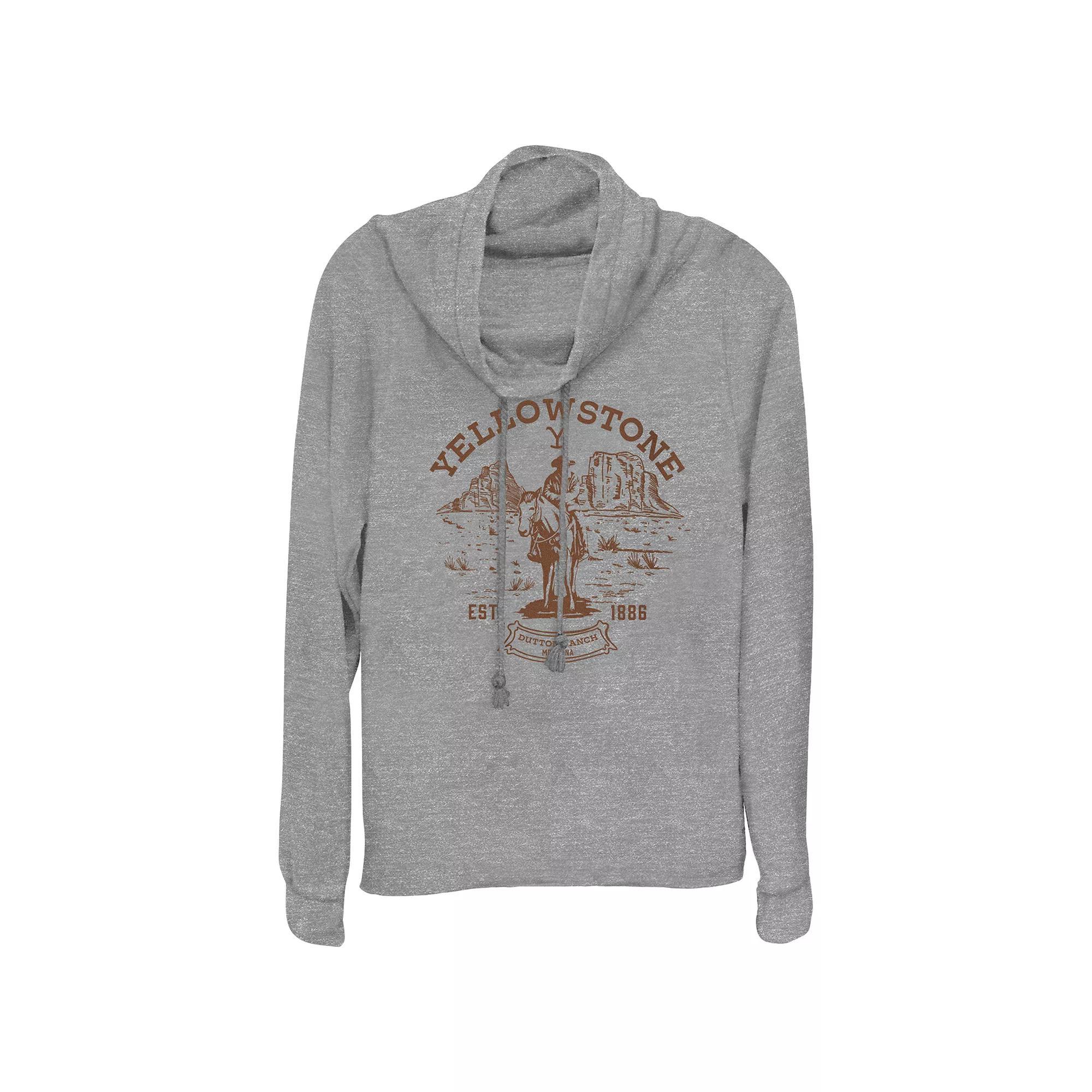 Women's Be Mine Or Give Me Wine Cowlneck Graphic Lightweight Long Sleeve, Size: Small, Gray Grey Product Image