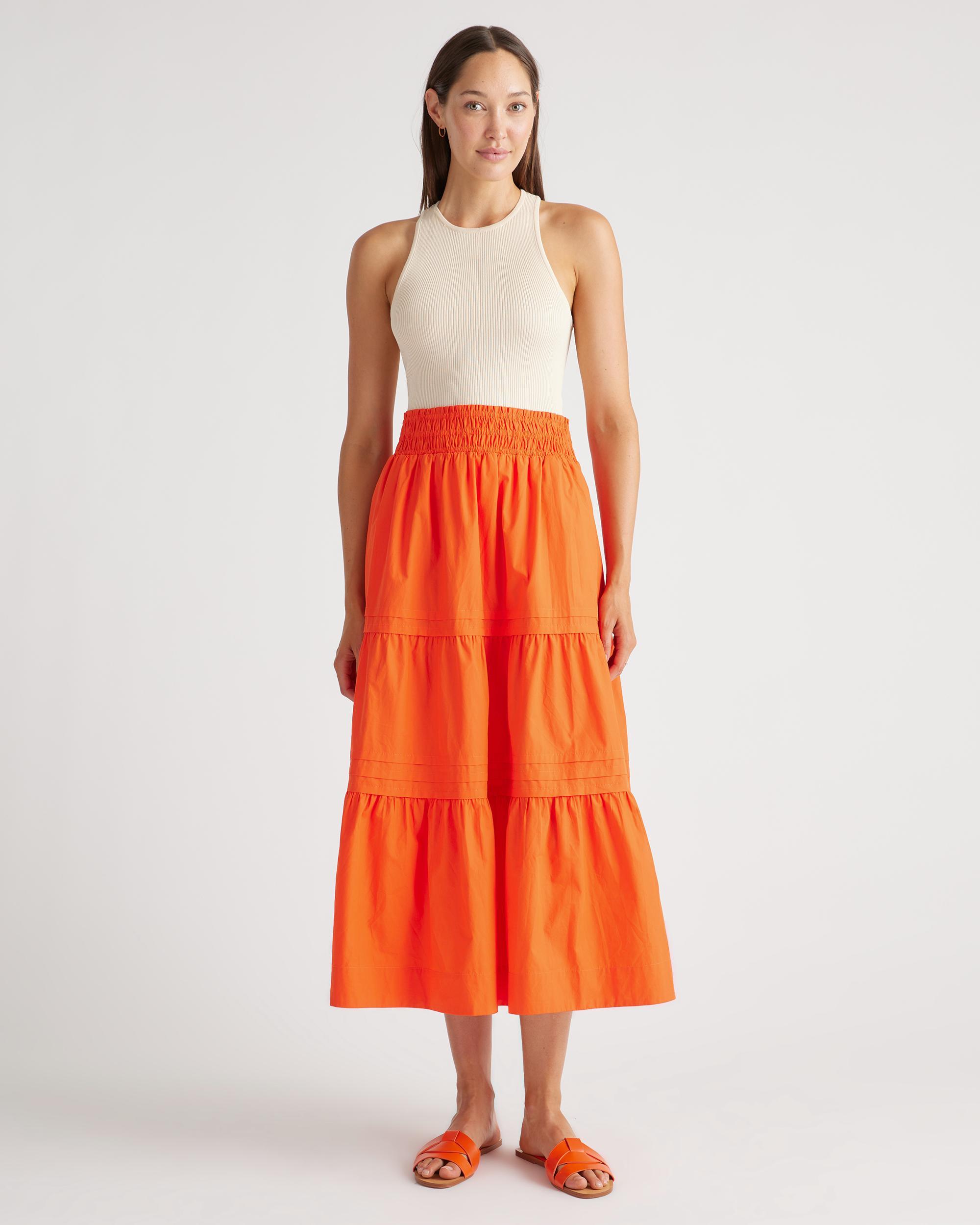 Quince | Women's Poplin Tiered Maxi Skirt Size XS, Organic Cotton Product Image