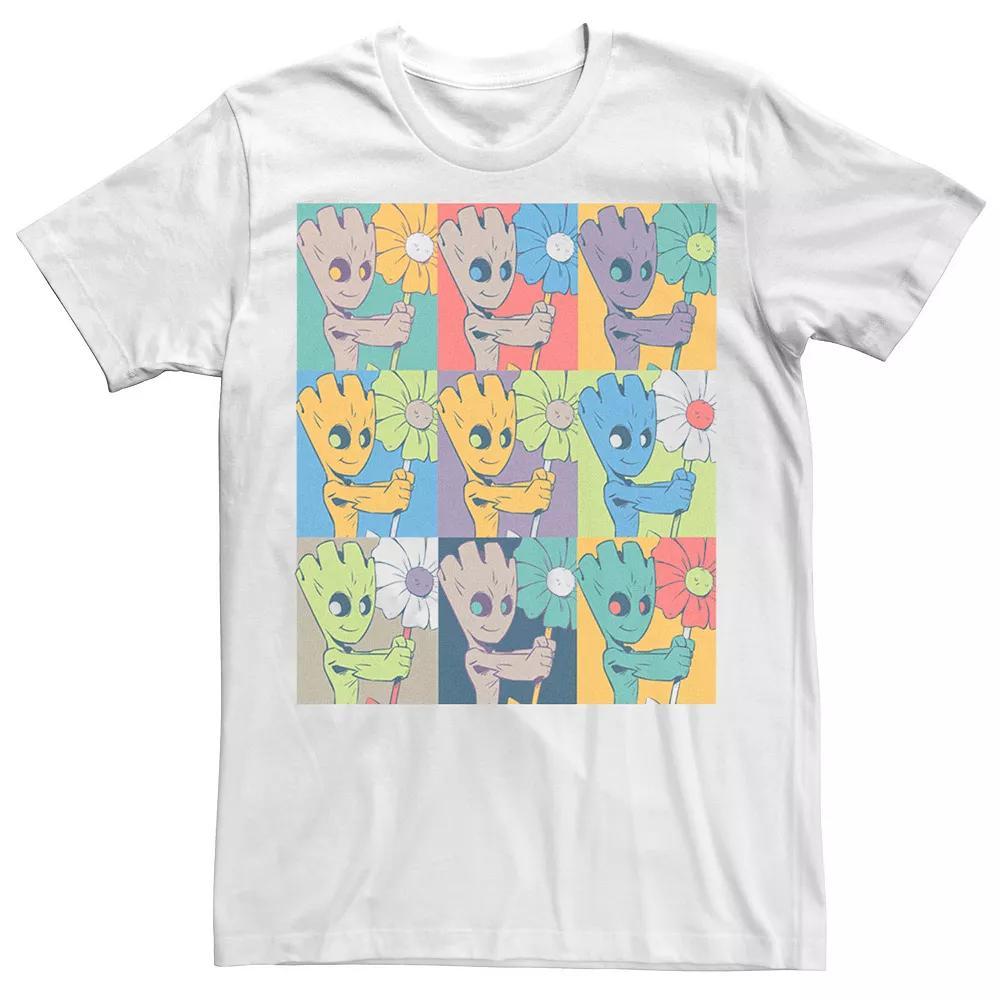 Men's Marvel Guardian Of The Galaxy Groot Pop Daisy Panels Tee, Size: Large, White Product Image