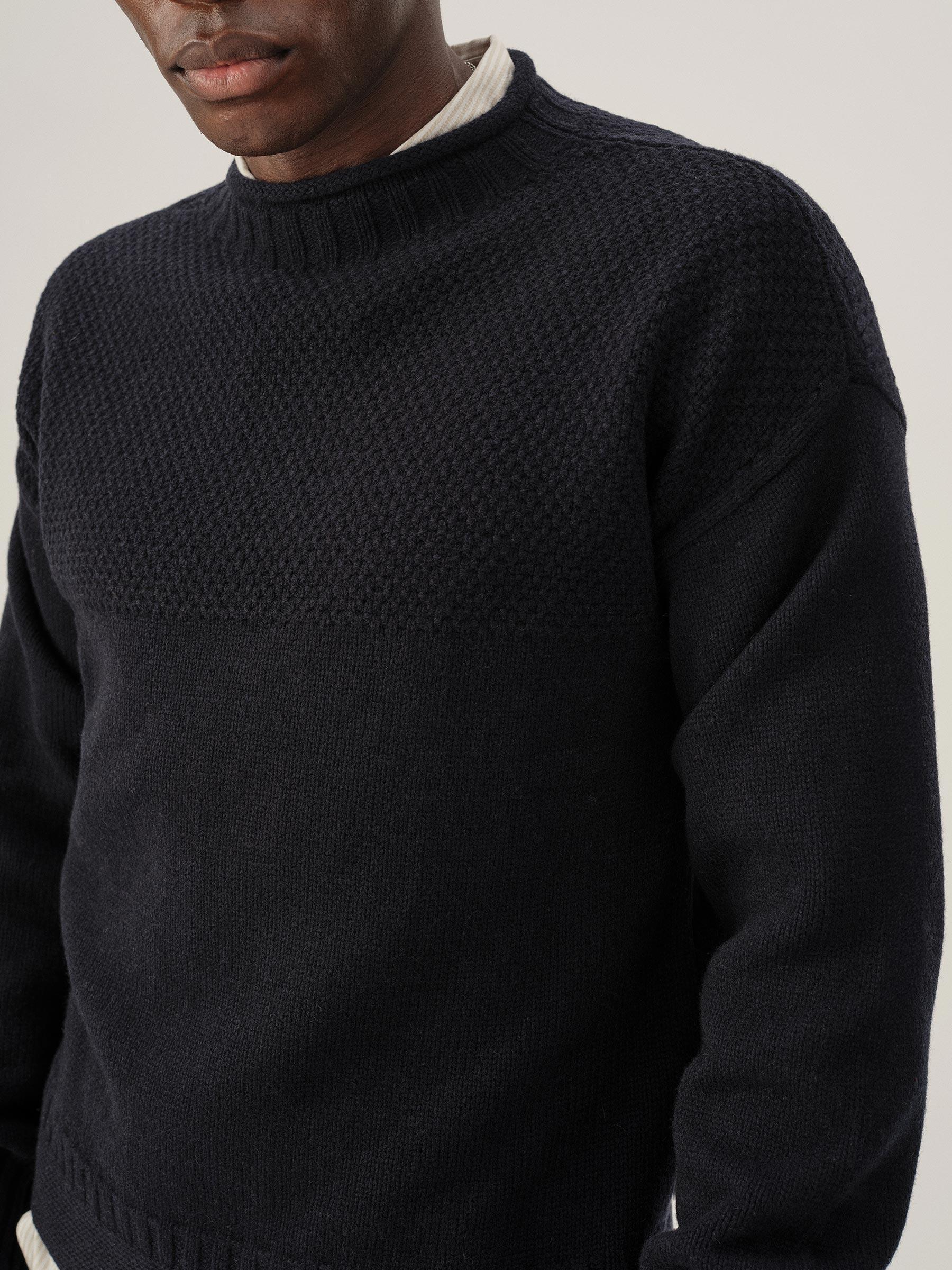 Dark Navy Heritage Wool Guernsey Rollneck Product Image