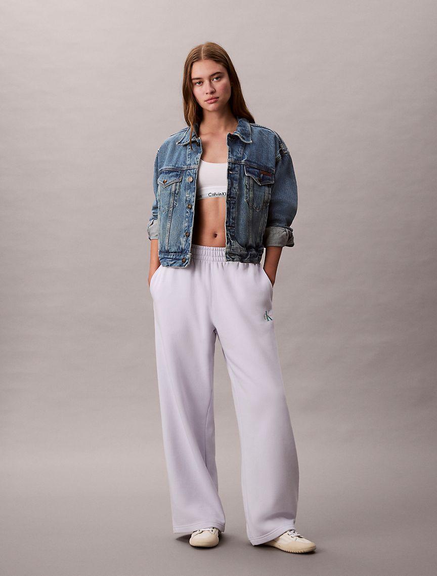 Monogram Logo Fleece Wide Leg Sweatpants Product Image