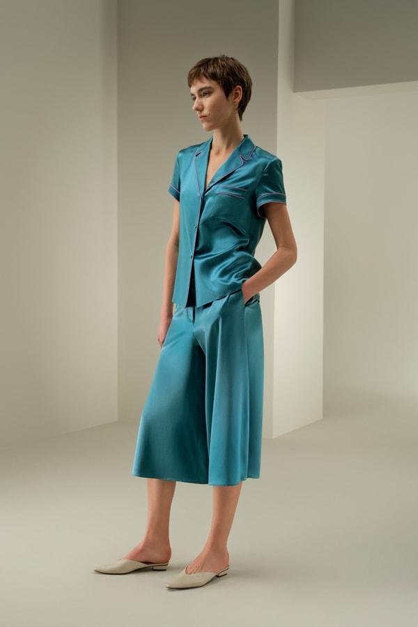 Contrast-Trimmed Silk Shirt Product Image
