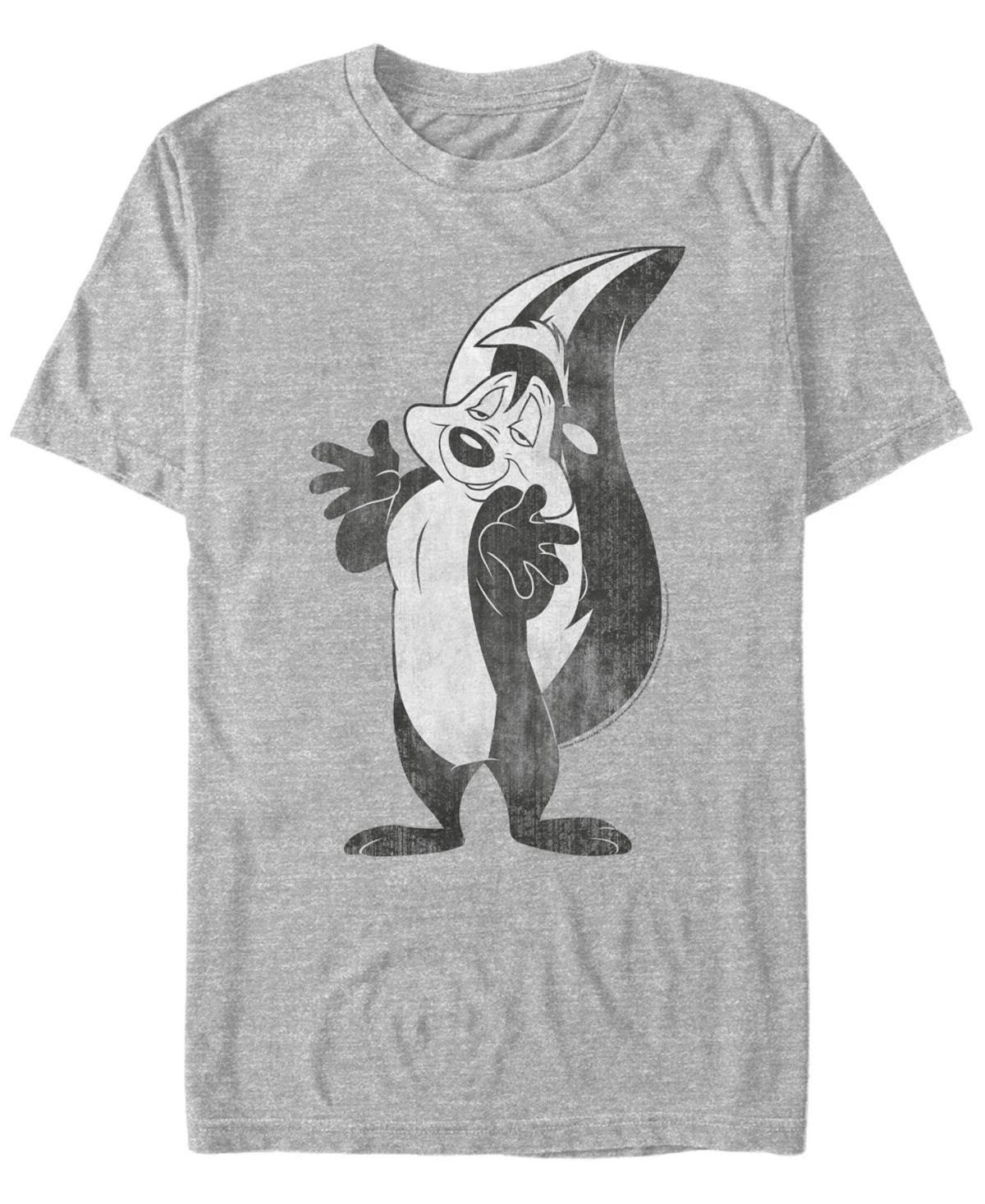 Men's Looney Tunes Pepe Le Pew Distressed Portrait Graphic Tee, Size: Medium, Athletic Grey Product Image