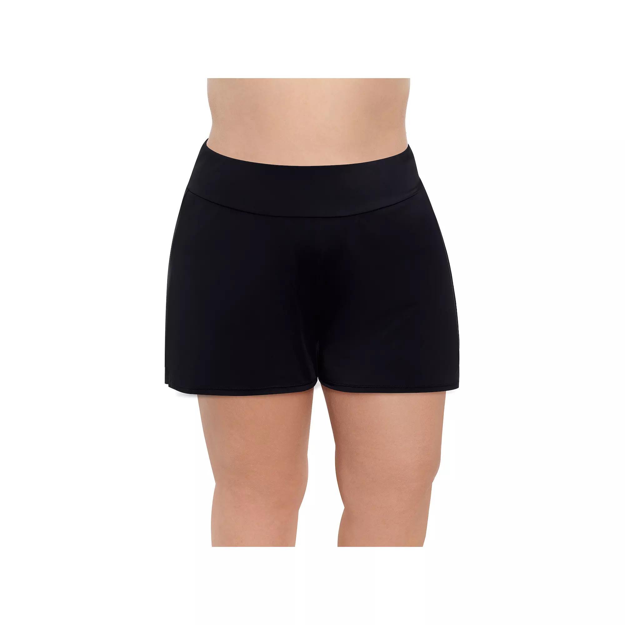 Plus Size Bal Harbour Super High Waist Swim Shorts, Women's, Size: 1XL, Black Product Image