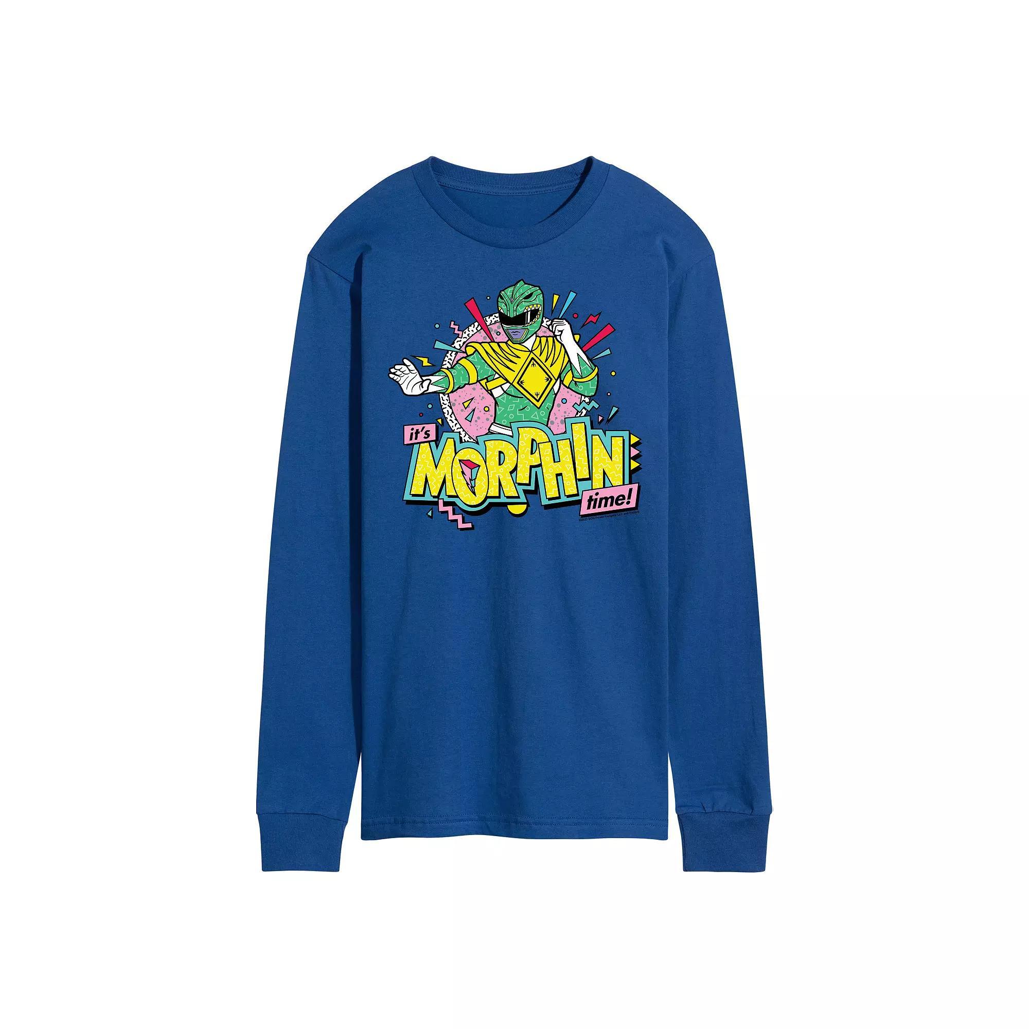 Mens Power Rangers Morphin Green Long Sleeve Graphic Tee Product Image