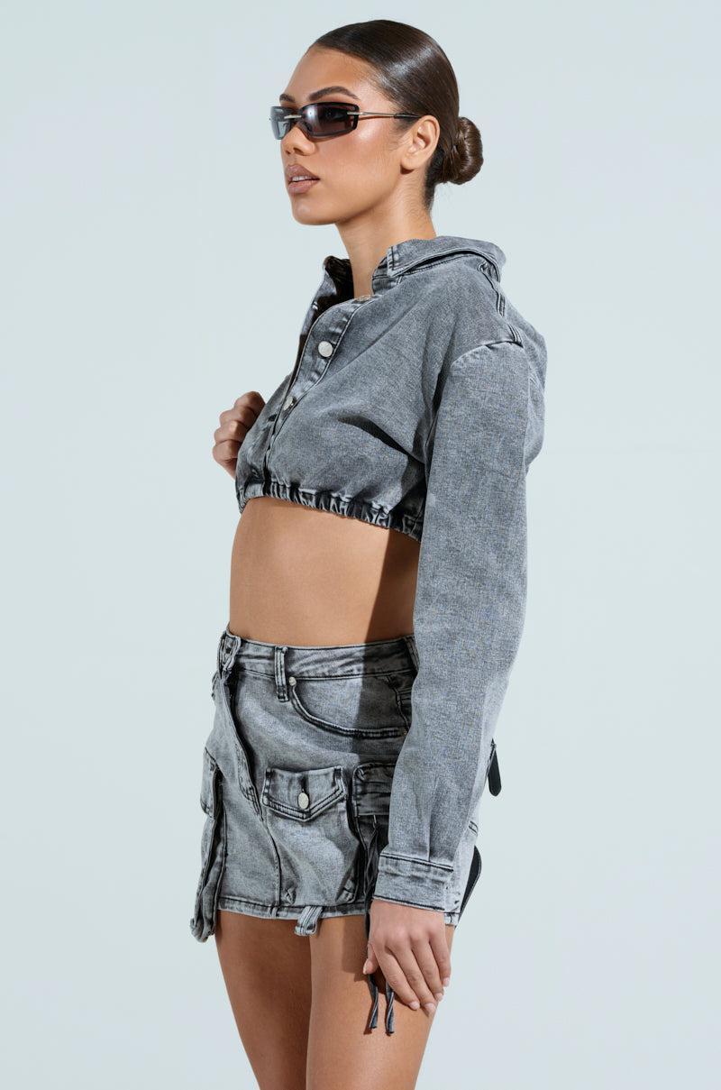 SKY HIGH GREY DENIM BUTTON DOWN SHIRT Product Image