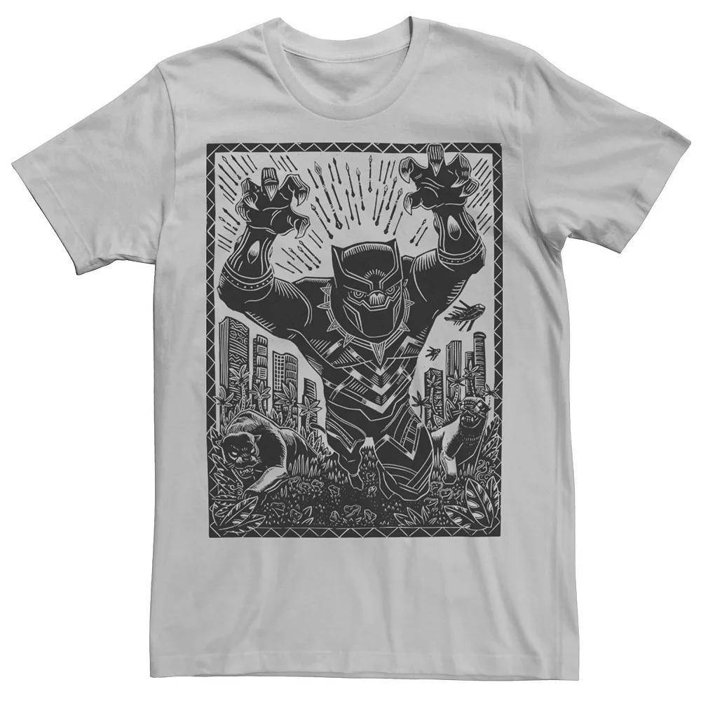 Men's Marvel Black Panther Woodcut Purple Portrait Tee, Size: XXL, Silver Product Image
