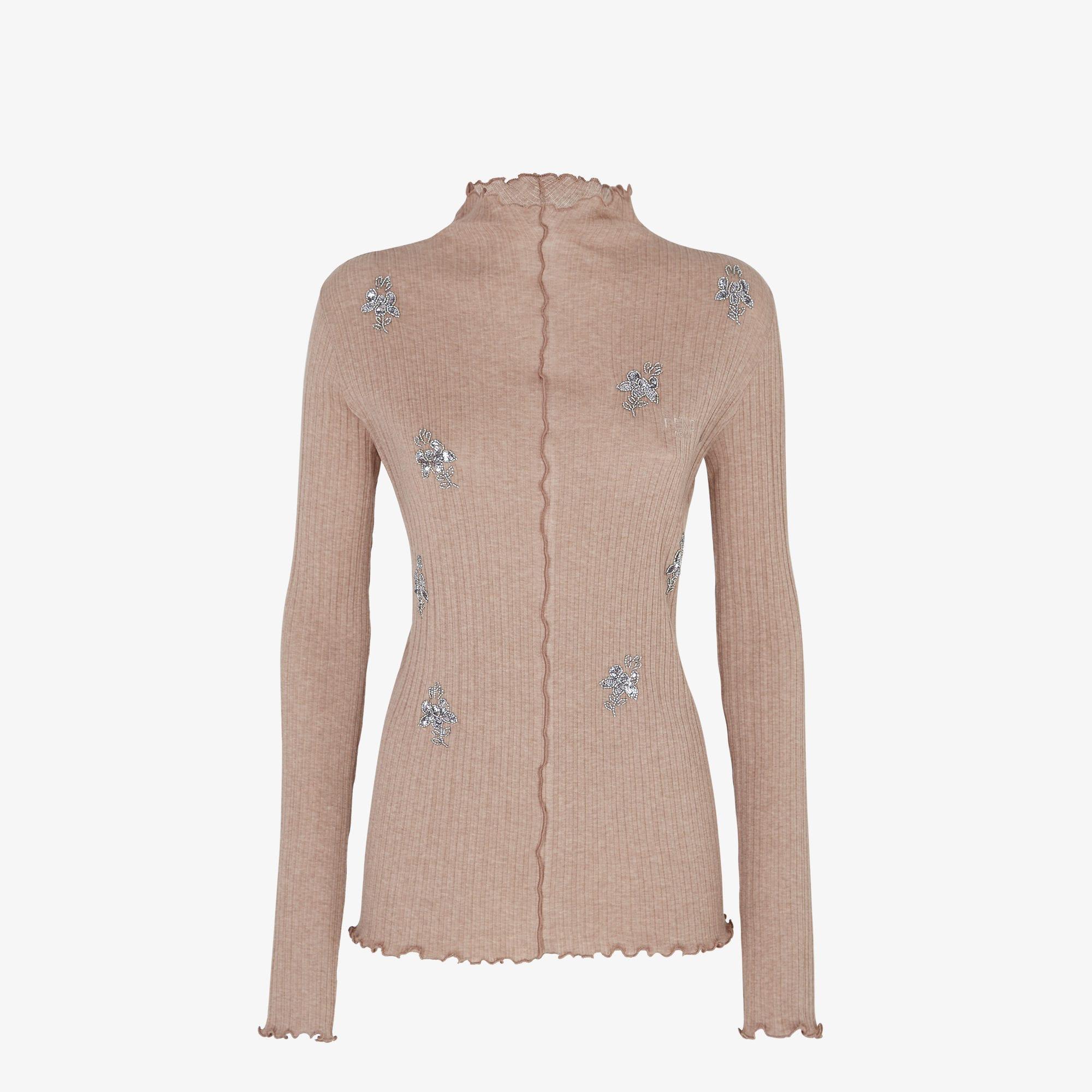 SweaterBrown jersey mock neck Product Image