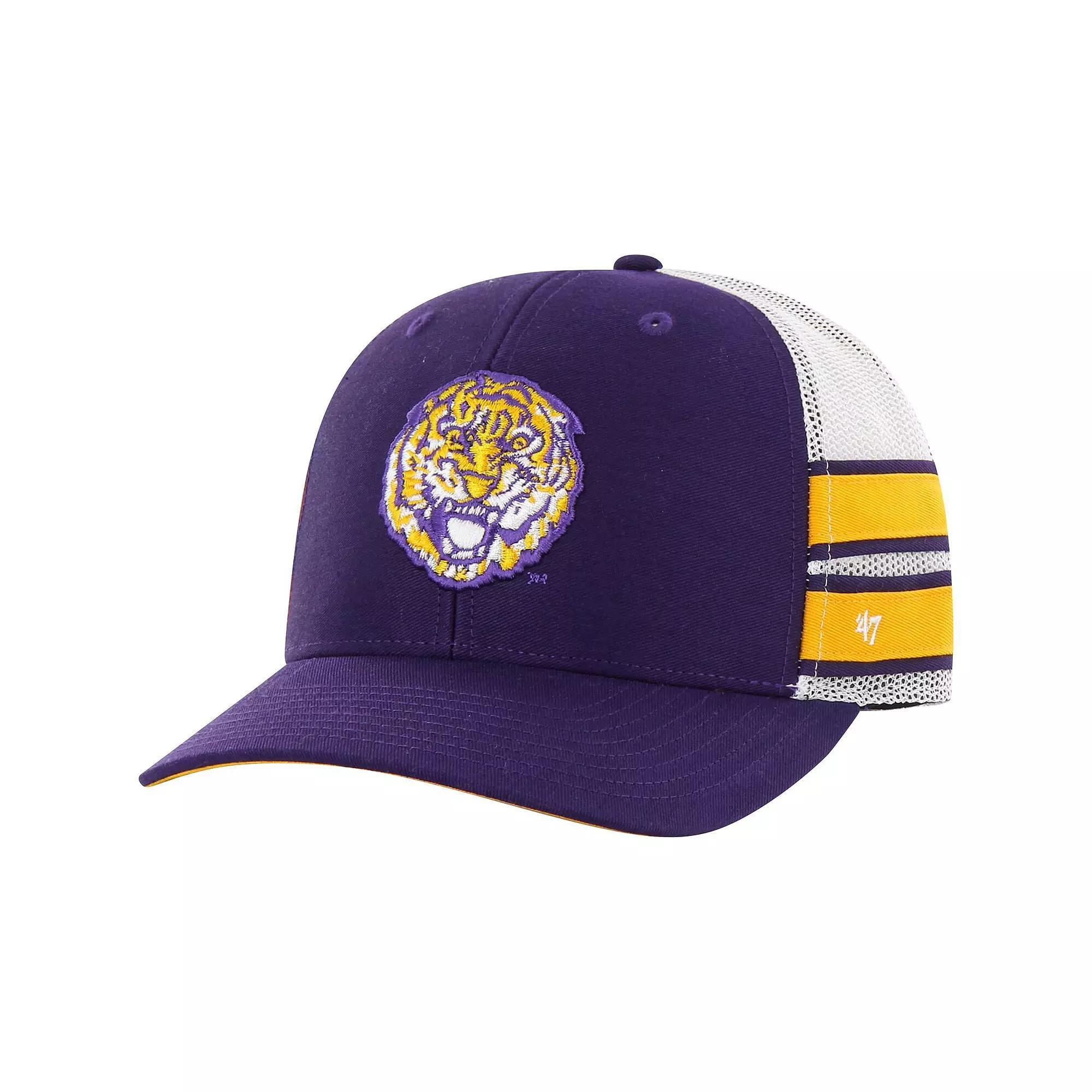 Men's '47 Purple LSU Tigers Straight Eight Adjustable Trucker Hat Product Image