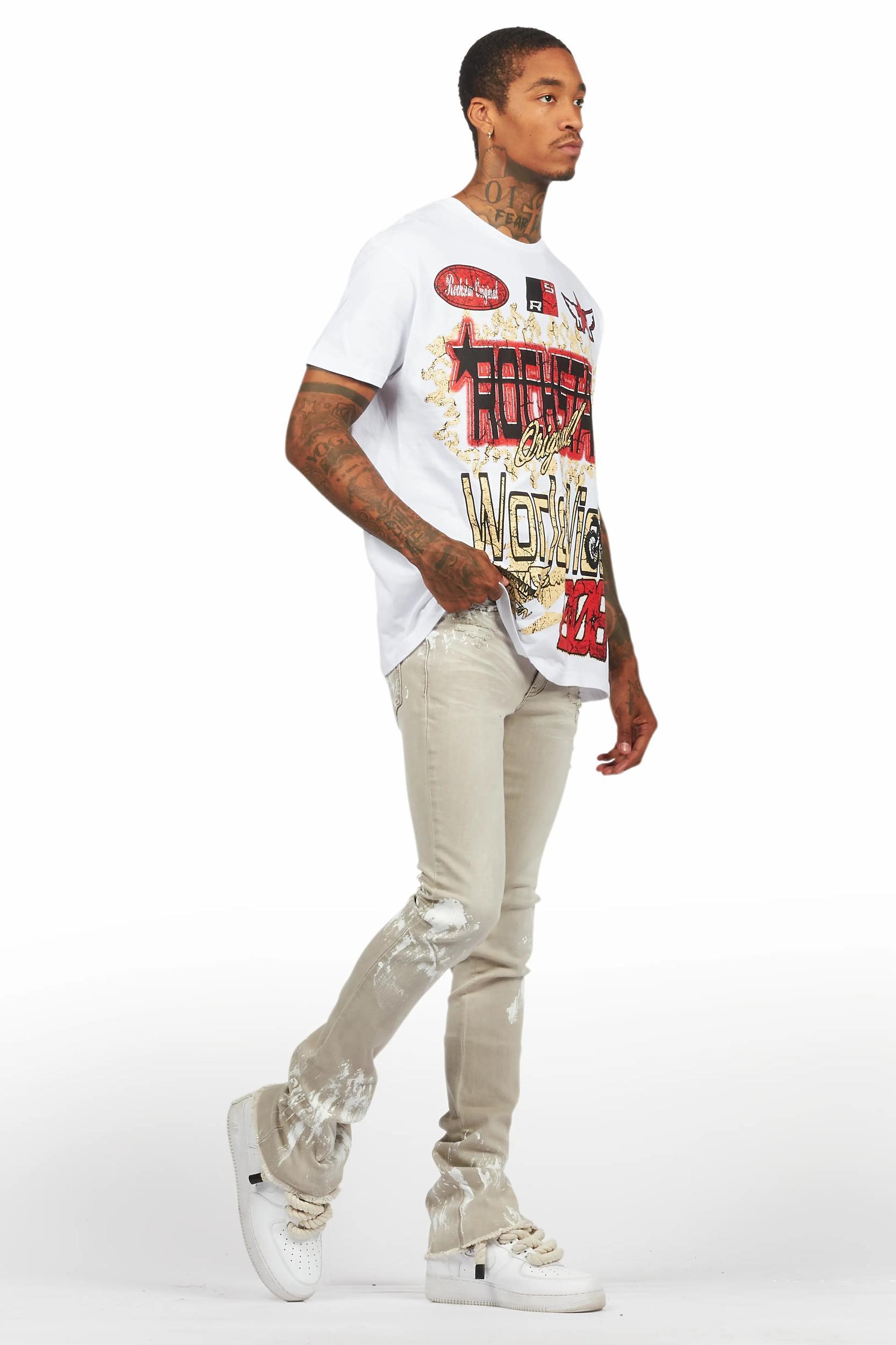 Kodak Grey/White Painter Stacked Flare Jean Male Product Image