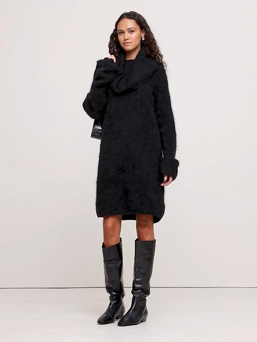 Oversized Fuzzy Alpaca-Blend Sweater Dress Product Image