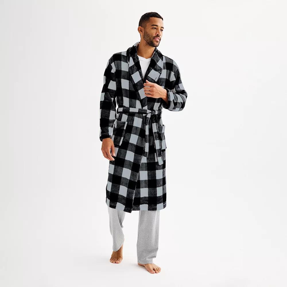 Men's Sonoma Goods For Life® Plush Robe, Size: Small/Medium, Red Buffalo Check Product Image