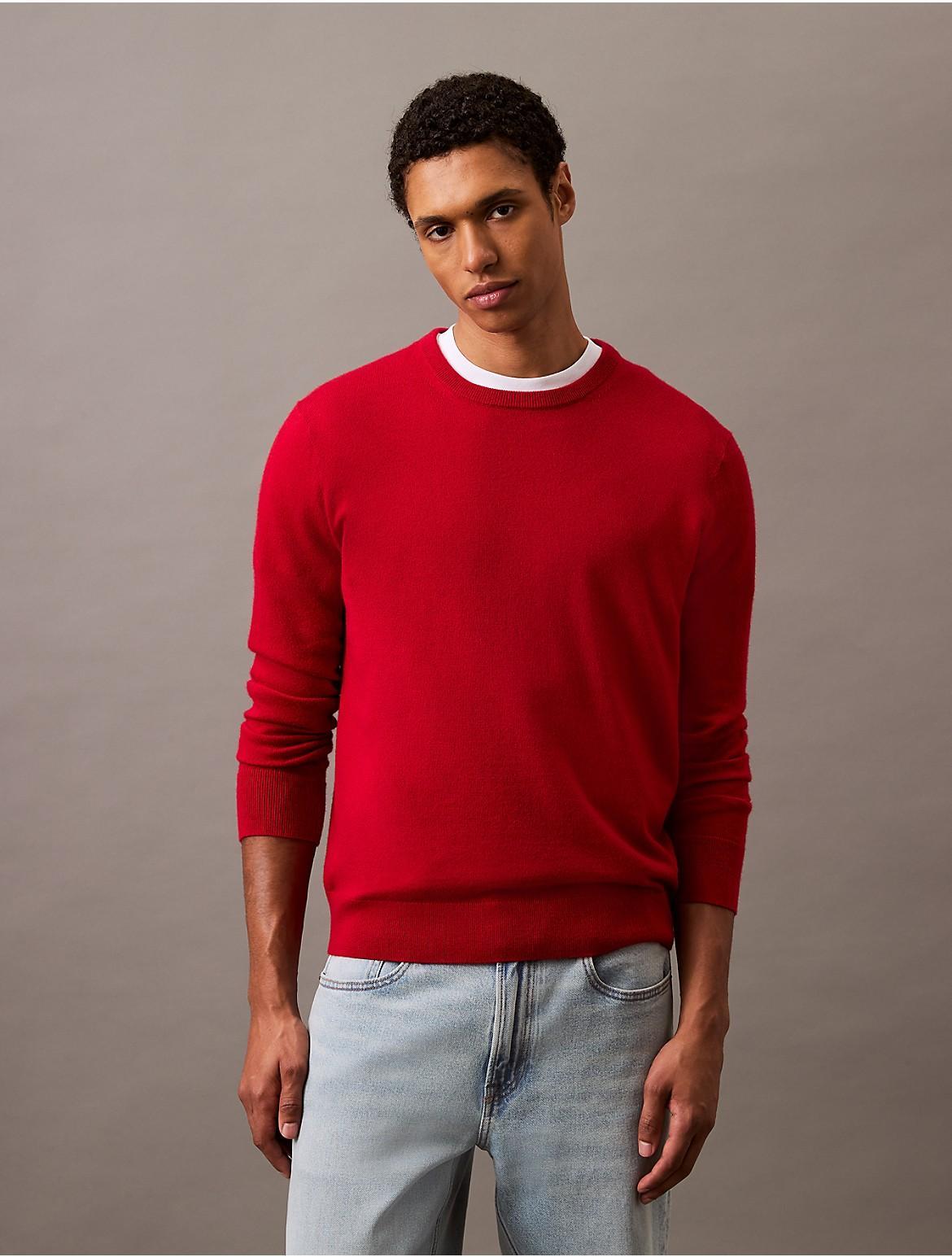 Calvin Klein Men's Extra Fine Merino Blend Crewneck Sweater - Black - S Product Image