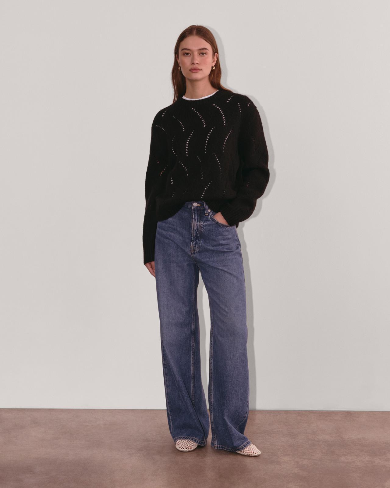 The Pointelle Sweater in Cloud Product Image