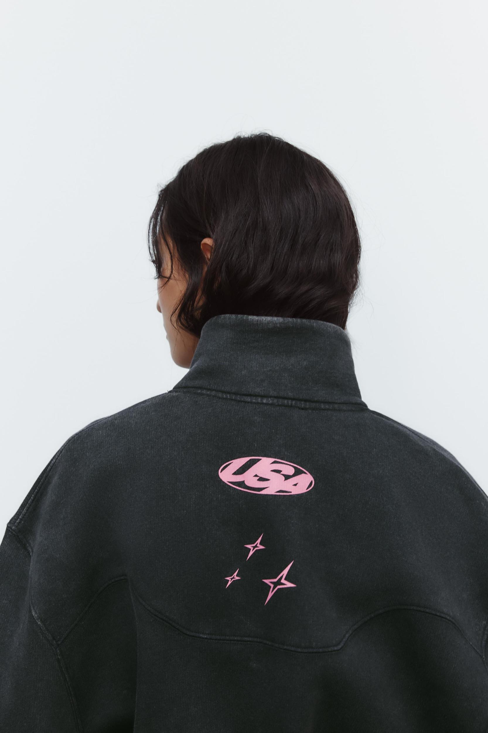 WASHED EFFECT TEXT SWEATSHIRT Product Image