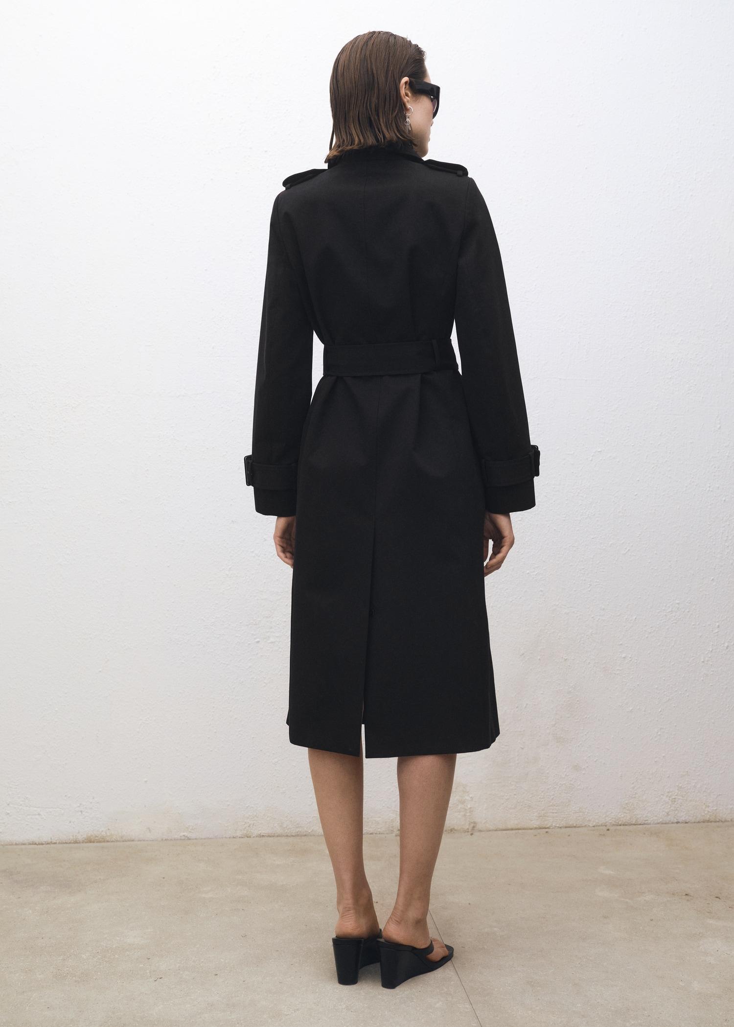 Double-breasted cotton trench coat - Women | MANGO USA Product Image