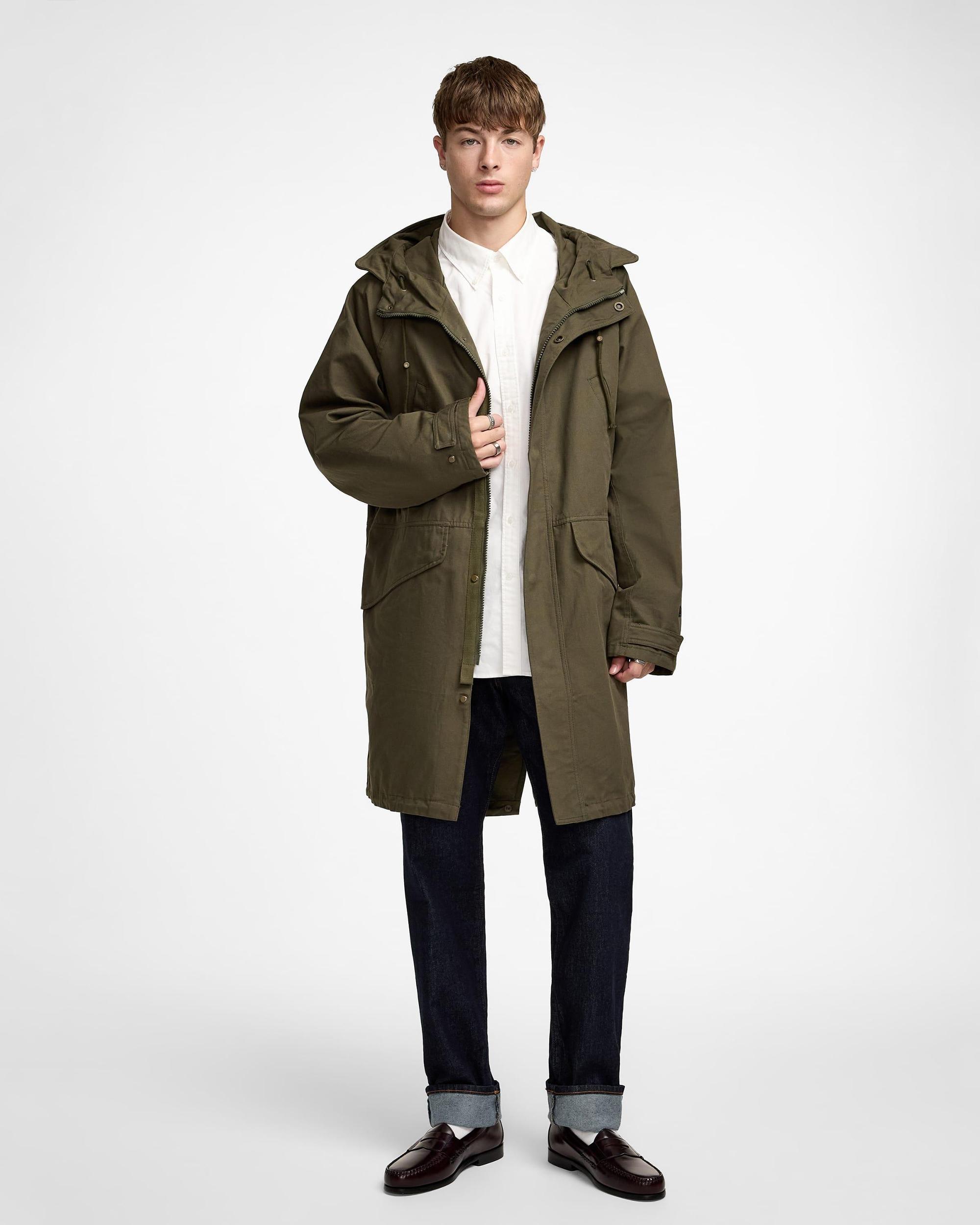 New Era Cap Dark Khaki Fishtail Parka Jacket Male Product Image