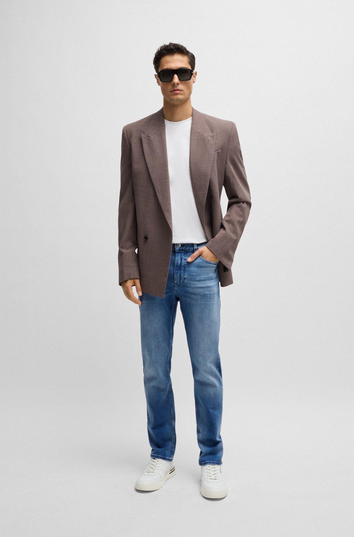 BOSS - Delaware slim-fit jeans in super-soft blue denim - Blue Product Image