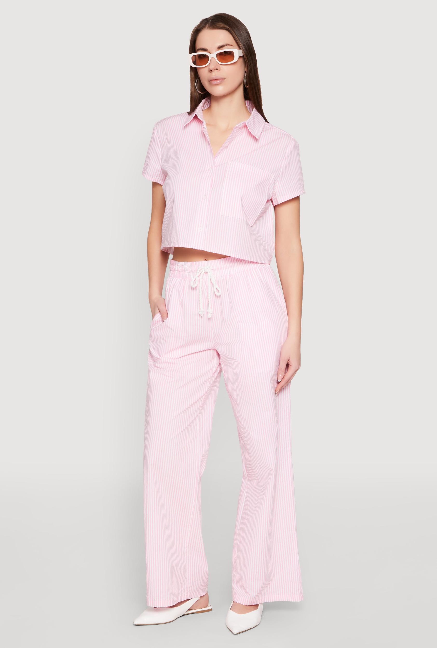 Womens Striped Drawstring Pants Product Image
