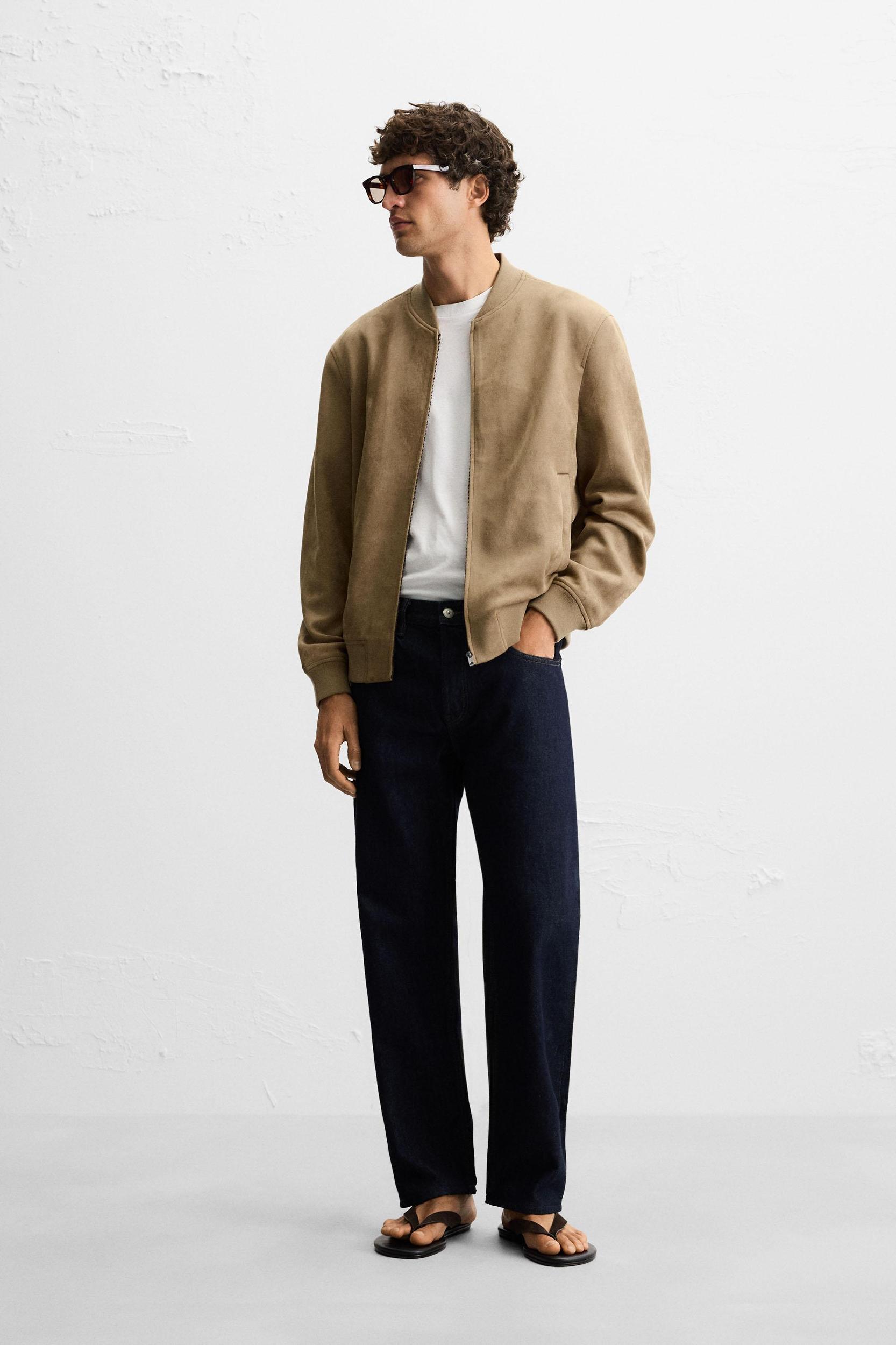 FAUX SUEDE BOMBER JACKET Product Image