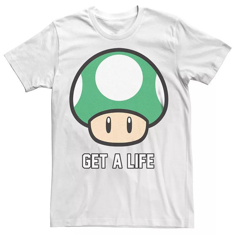 Men's Super Mario Bros 1-UP Mushroom Get a Life Graphic Tee, Size: XXL, White Product Image