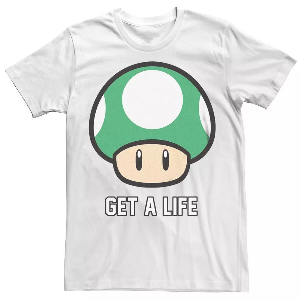 Men's Super Mario Bros 1-UP Mushroom Get a Life Graphic Tee, Size: XXL, White Product Image
