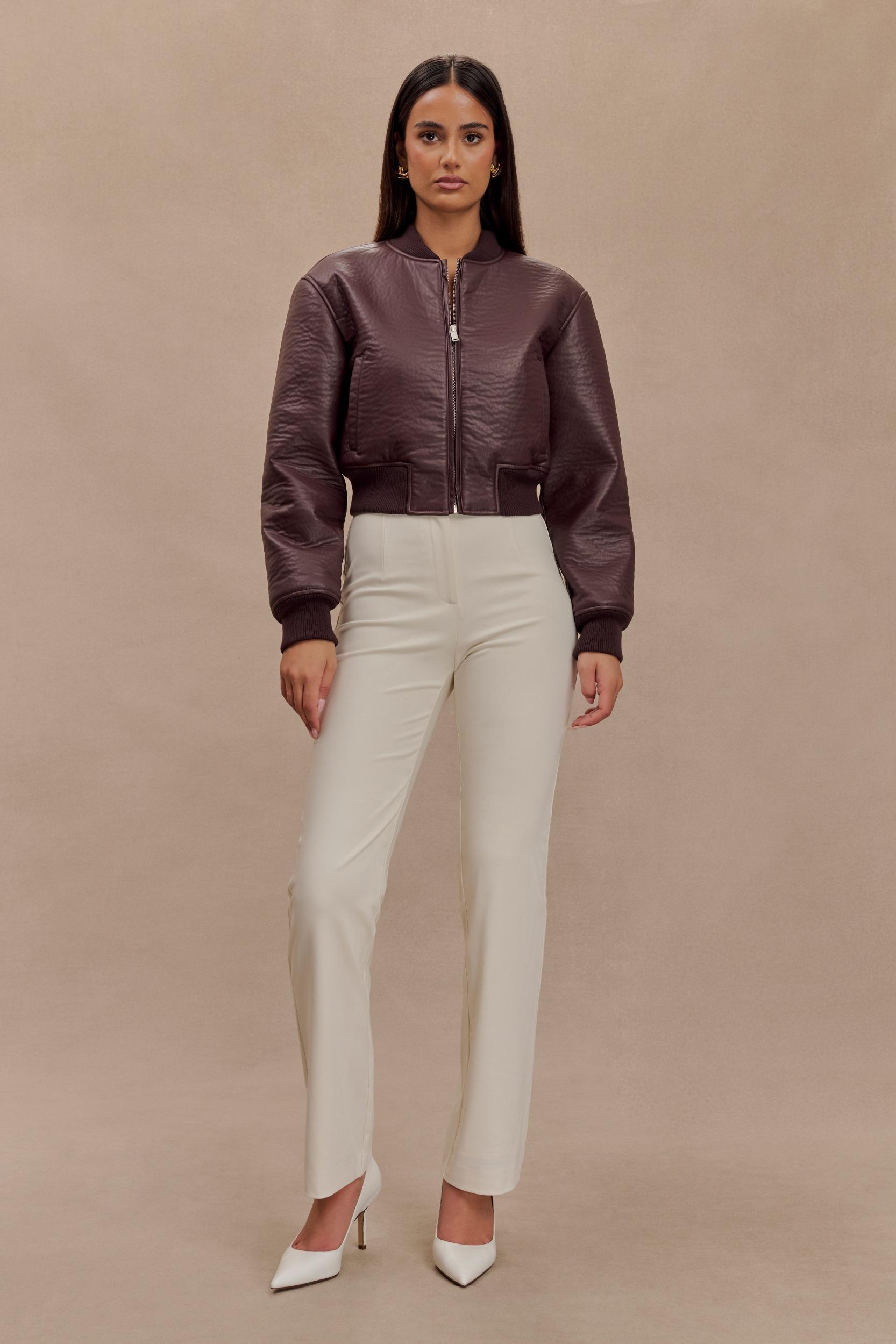 Codi Faux Leather Bomber Jacket - Merlot Product Image