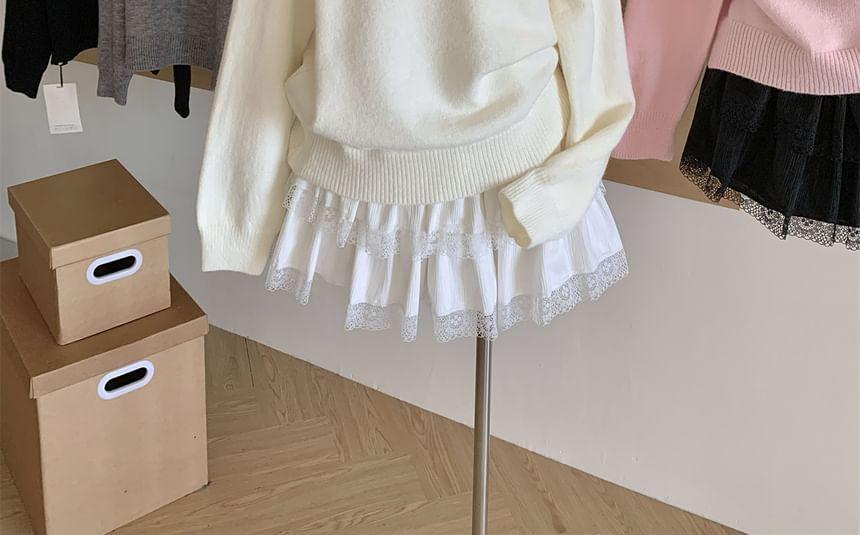 Mock Two-Piece Off Shoulder Sweater Product Image