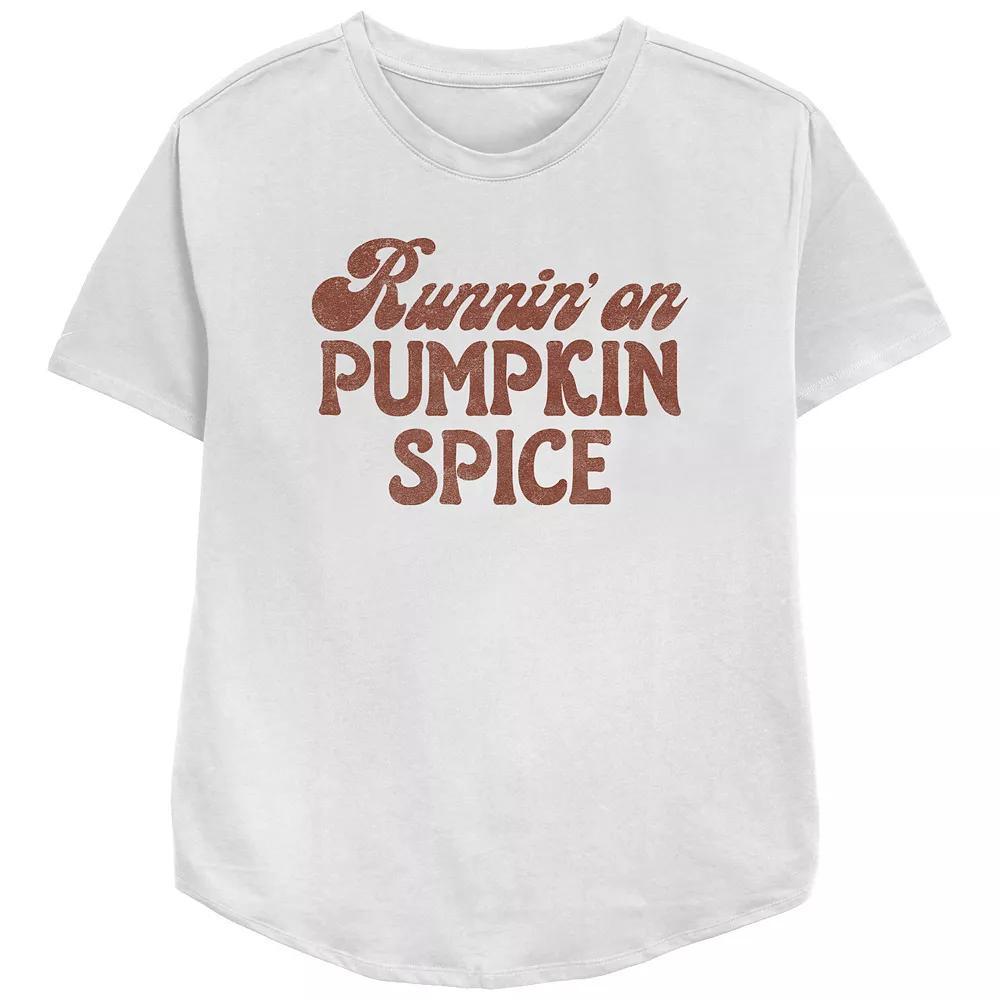 Juniors' Runnin' On Pumpkin Spice Relaxed Fit Graphic Tee, Women's, Size: Medium, White Product Image