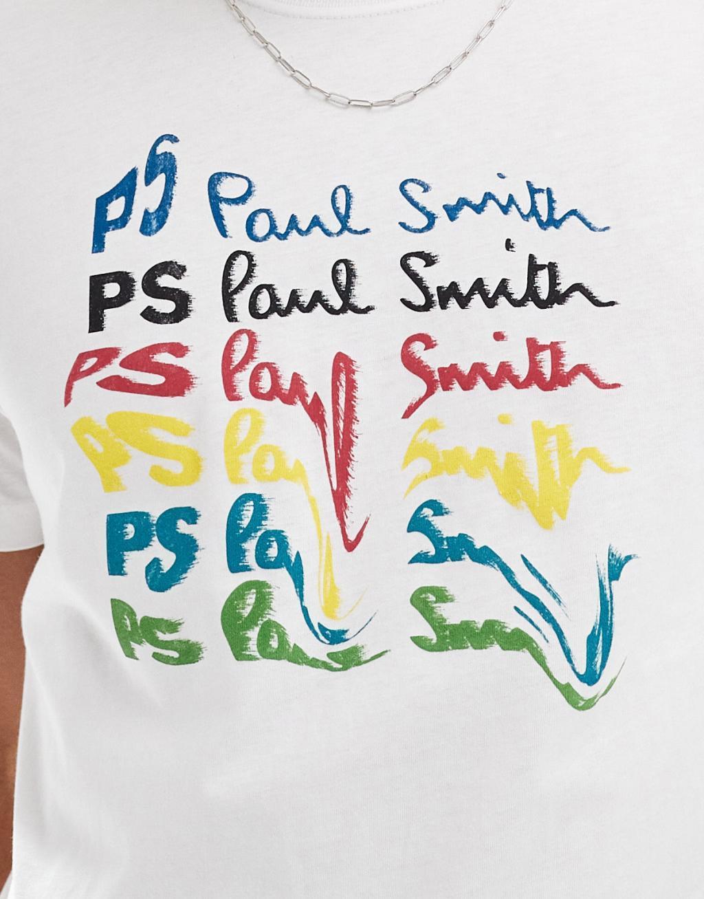 PS Paul Smith T-shirt with rainbow logo print in white Product Image