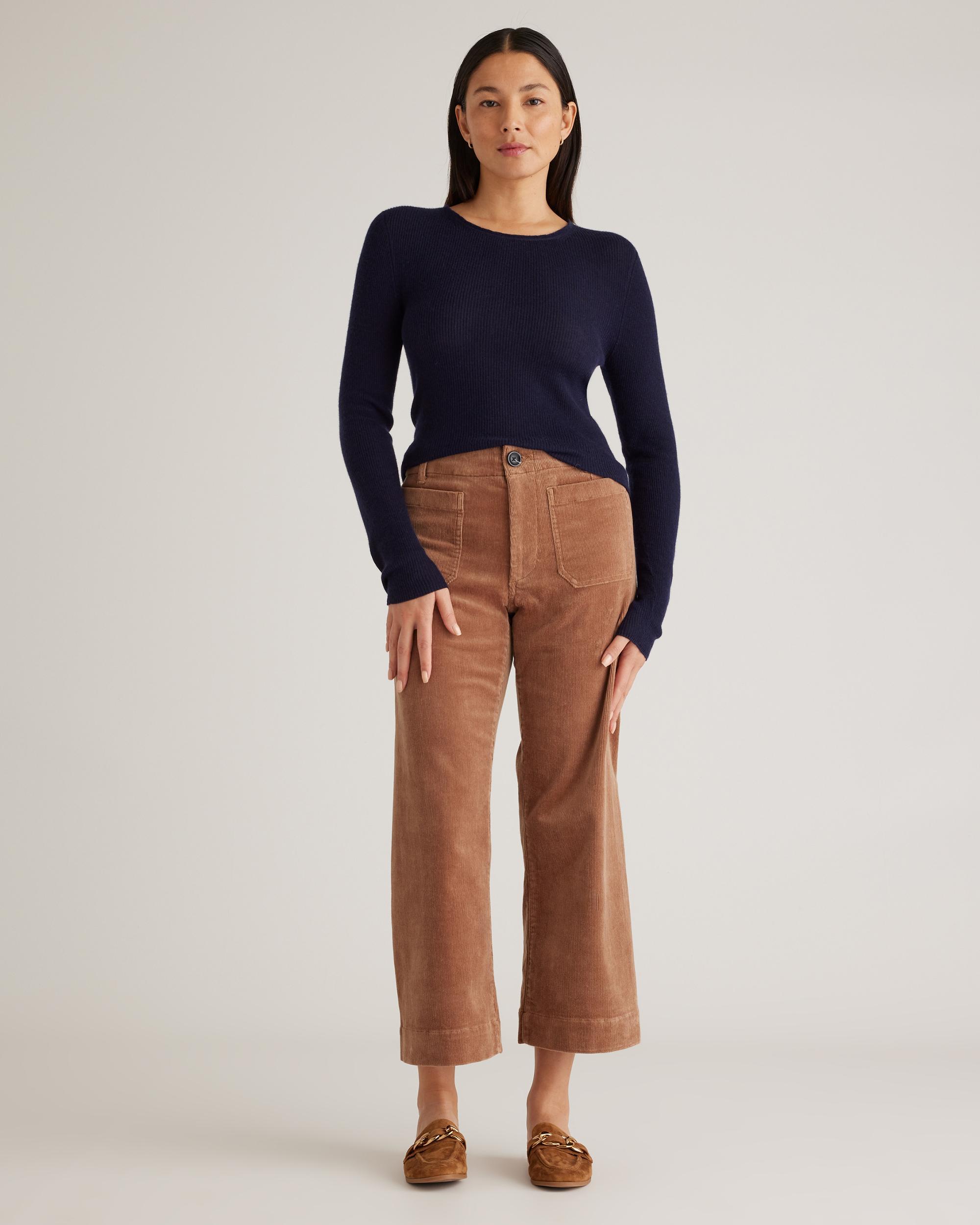 Quince | Women's Featherweight Cashmere Ribbed Crewneck Sweater Product Image
