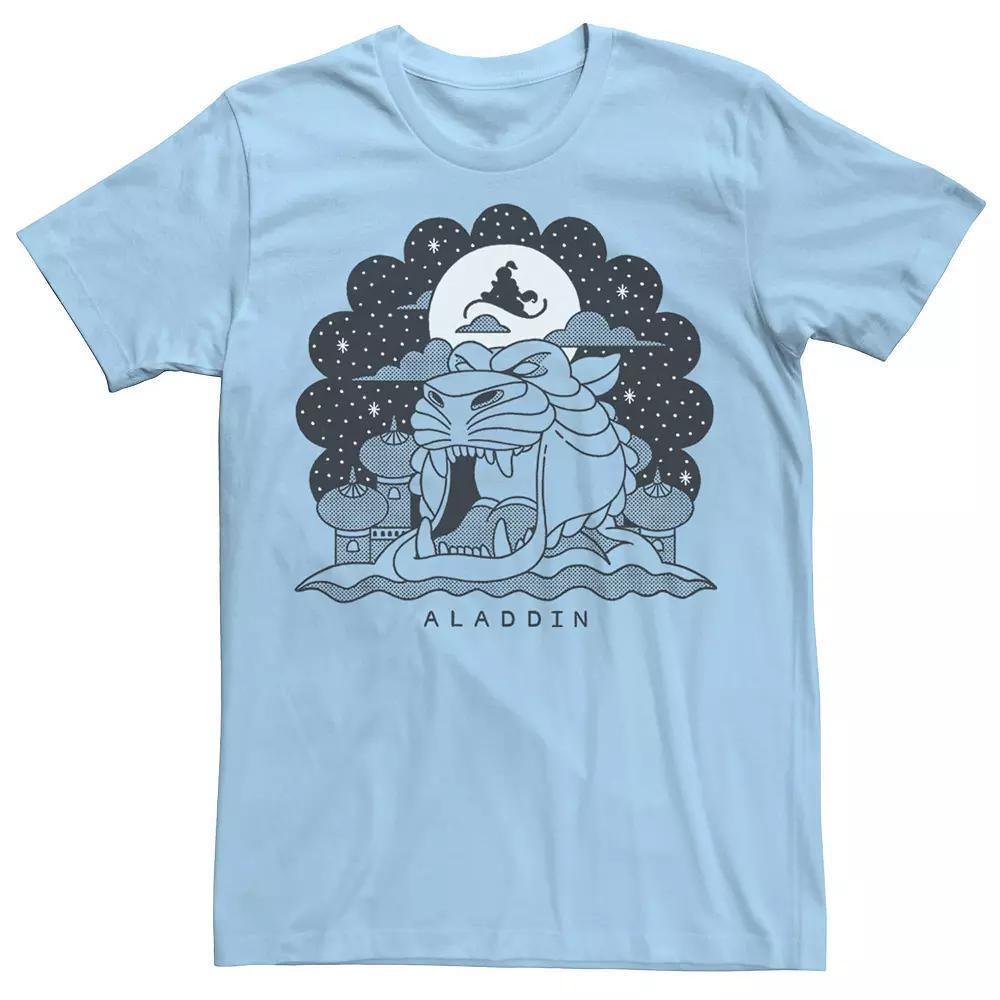 Disney's Aladdin Men's Black & White Cave Of Wonders Line Art Tee, Size: Large, Light Blue Product Image