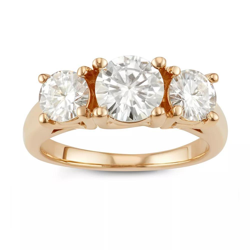 14k Gold 2 Carat T.W. Lab-Created Moissanite Three-Stone Ring, Women's, Size: 7, Yellow Product Image