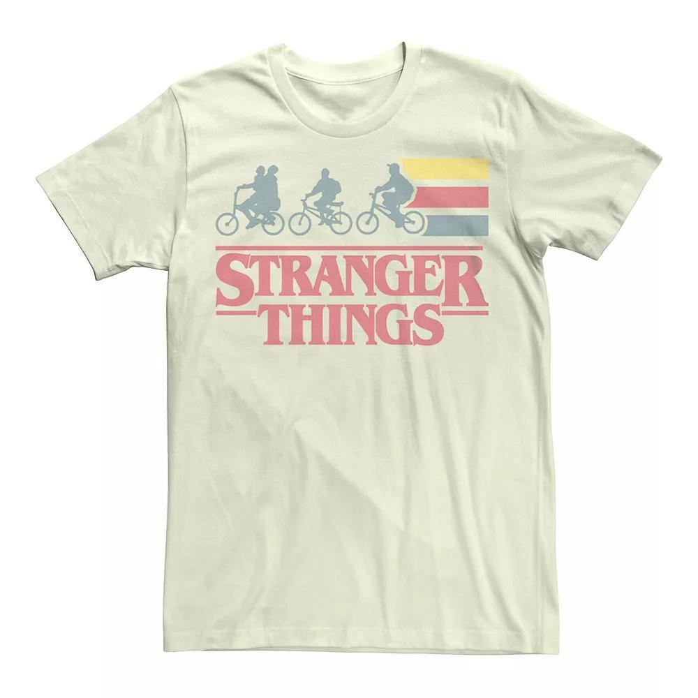 Men's Stranger Things Bike Stripes Logo Graphic Tee, Size: Medium, Natural Product Image