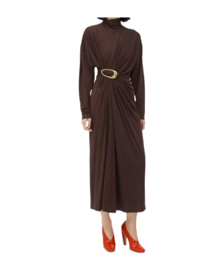 BOTTEGA VENETA Long-sleeved Crepe Dress In Black Product Image