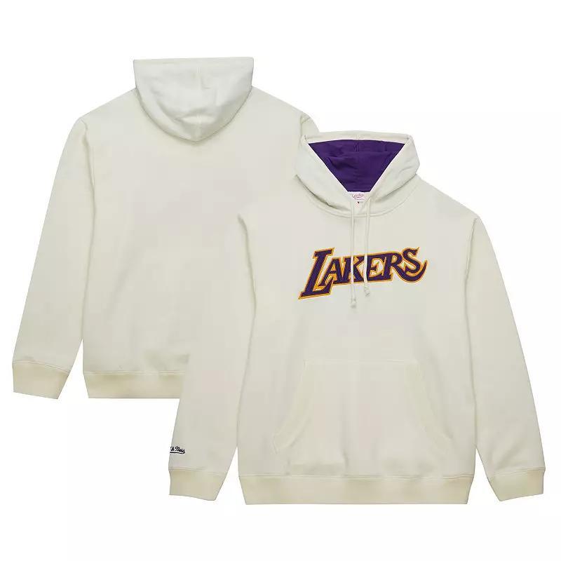 Mens Mitchell & Ness Cream Los Angeles Lakers Hardwood Classics Vintage Pullover Hoodie Product Image