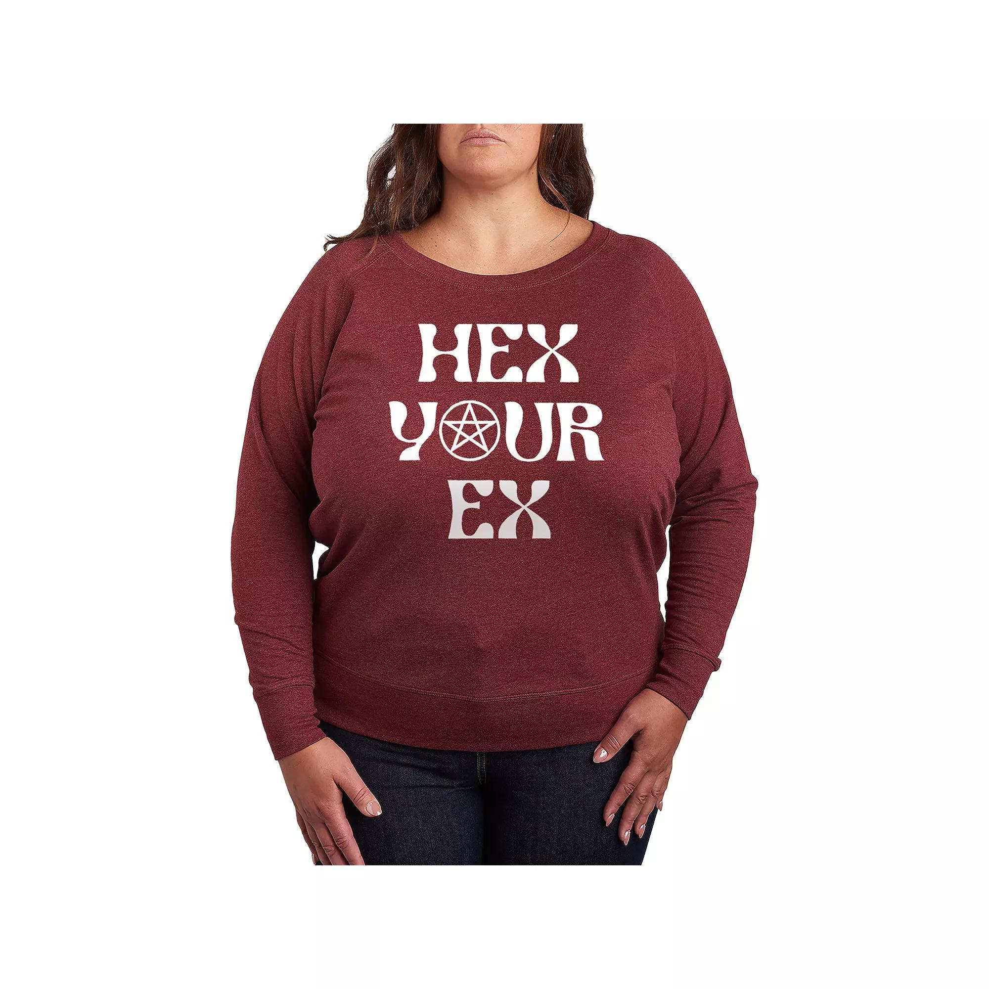 Plus Size Hex Your Ex French Terry Long Sleeve Tee, Womens Heather Grey Product Image